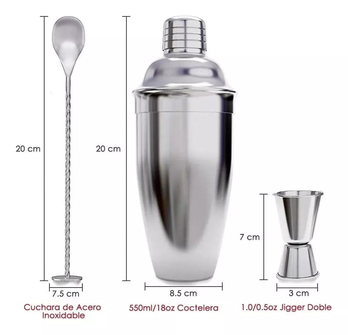Kit de Coctelería Profesional  3 Pcs